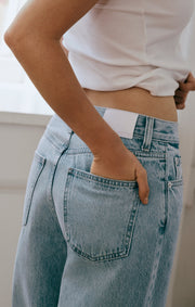 Savelo The Show Off High-Rise Bowed Denim