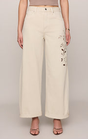 Savelo The Show Off High-Rise Bowed Denim