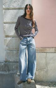 Savelo The Show Off High-Rise Bowed Denim