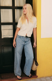 Savelo The Show Off High-Rise Bowed Denim