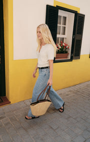 Savelo The Show Off High-Rise Bowed Denim
