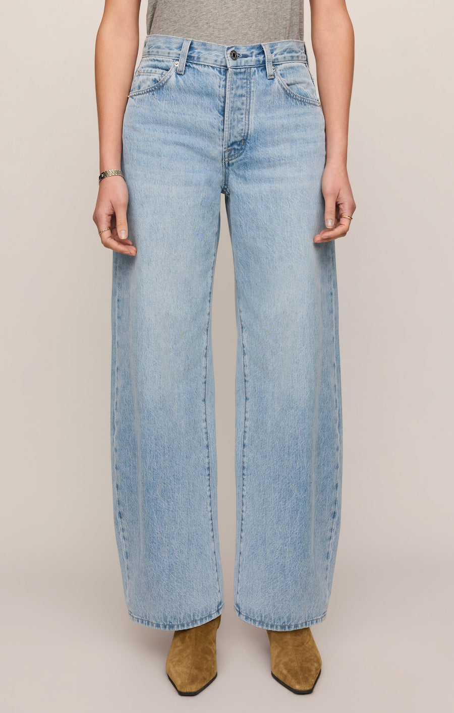 Savelo The Show Off High-Rise Bowed Denim