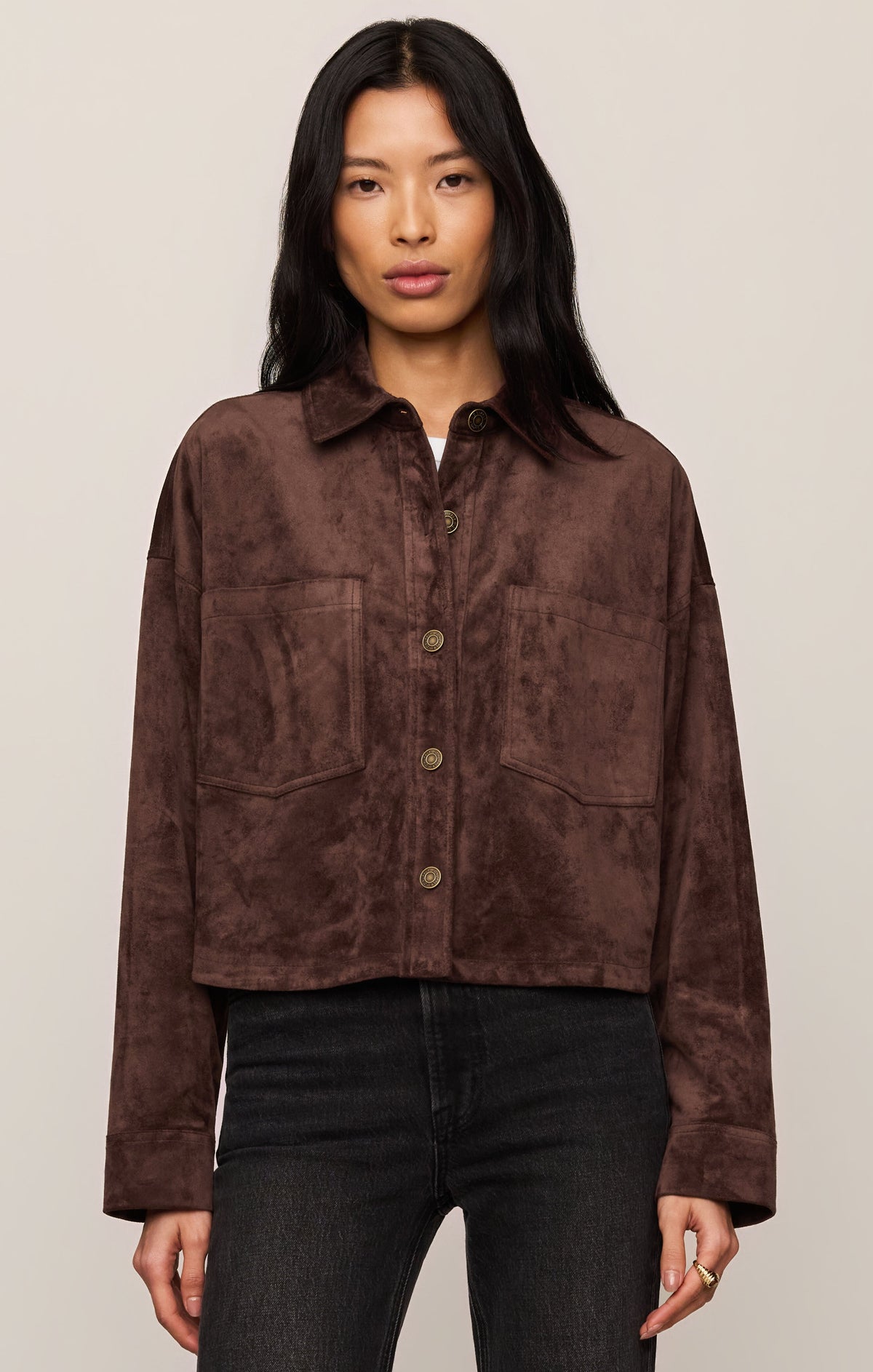 Savelo All Day Cropped Suede Jacket