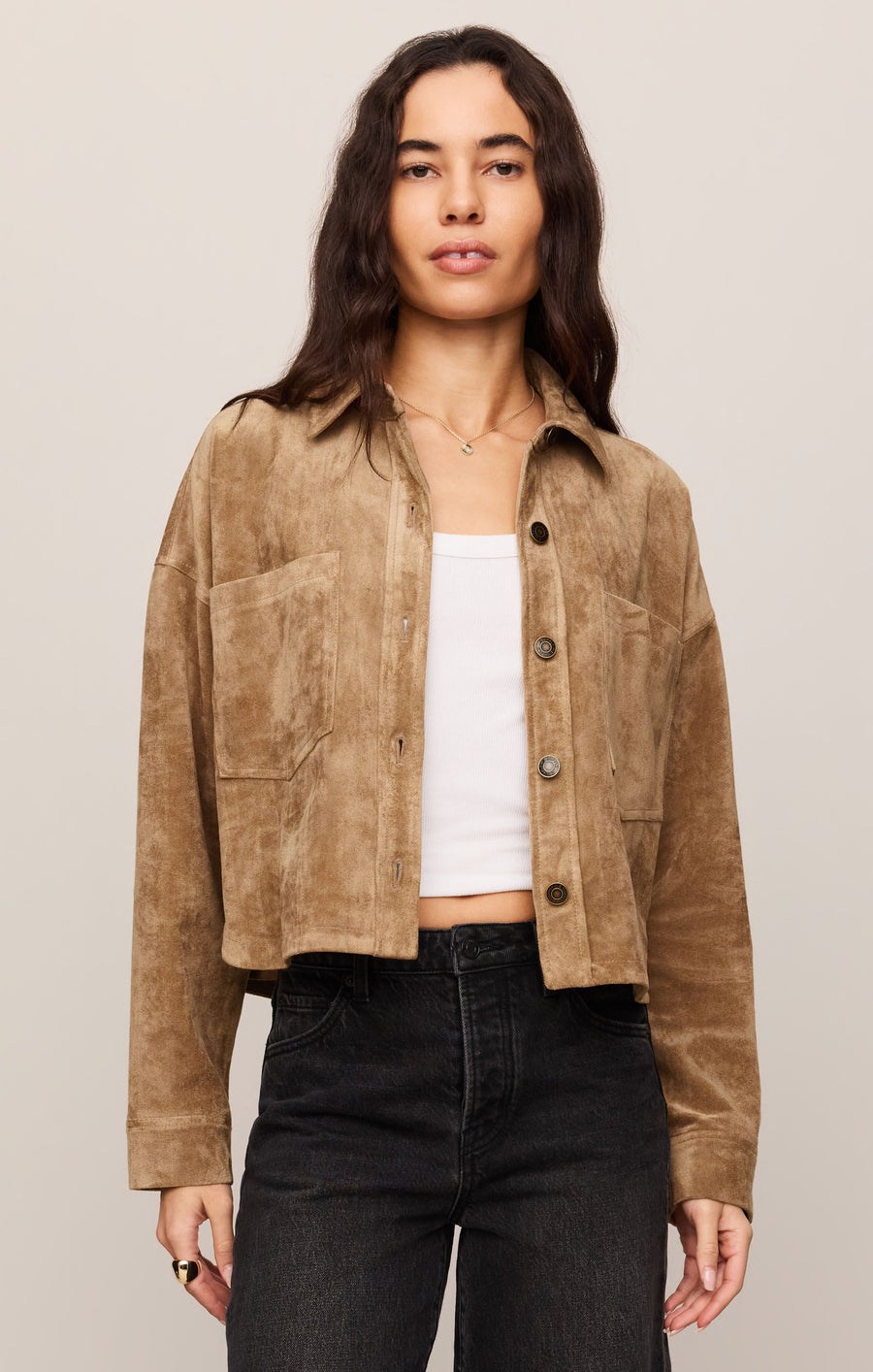Savelo All Day Cropped Suede Jacket