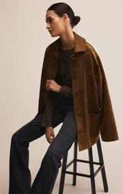 Savelo Decker Faux Suede Chore Coat