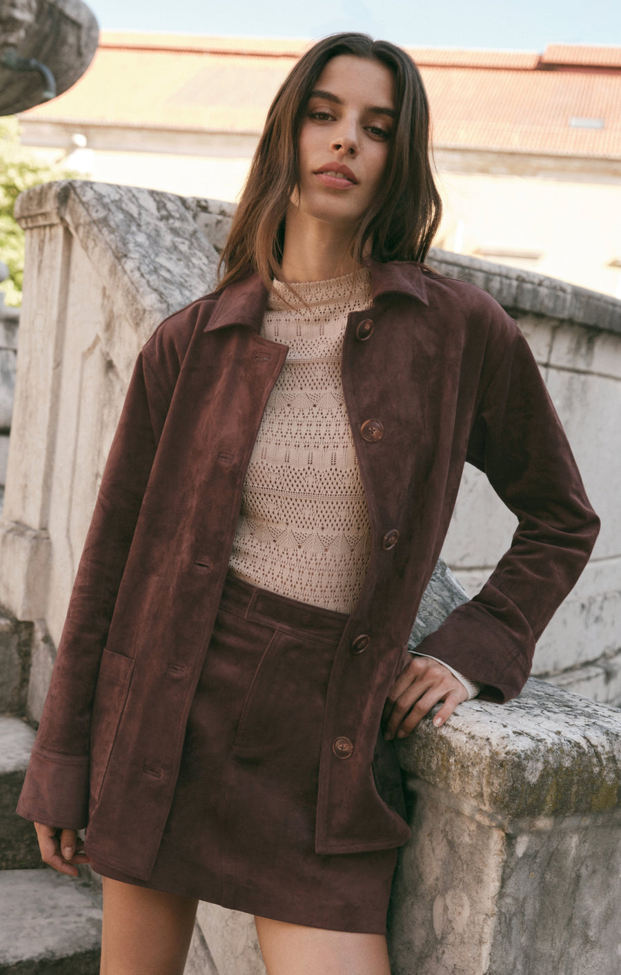 Savelo Decker Faux Suede Chore Coat