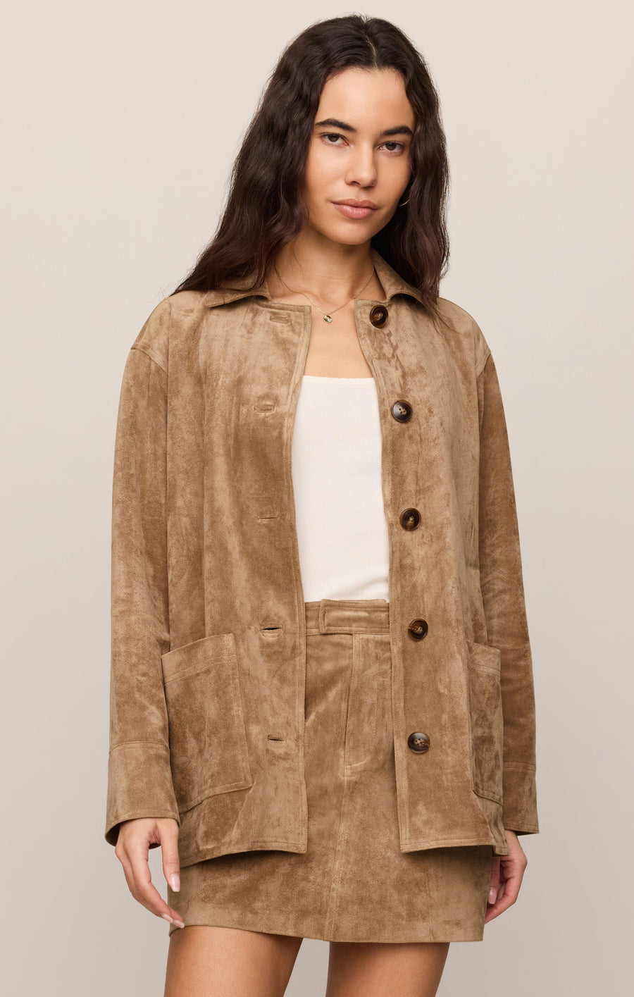 Savelo Decker Faux Suede Chore Coat