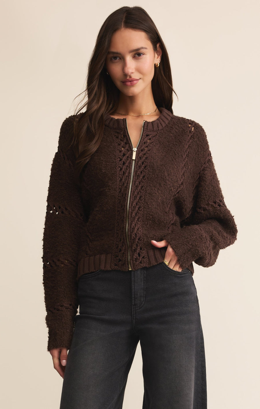 Savelo Sundance Zip-Up Sweater Jacket
