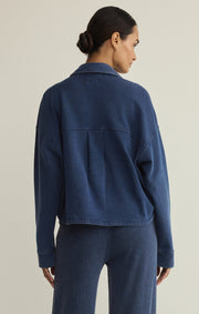 Savelo All Day Cropped Knit Denim Jacket