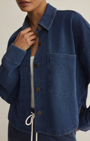Savelo All Day Cropped Knit Denim Jacket