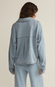 Savelo All Day Cropped Knit Denim Jacket