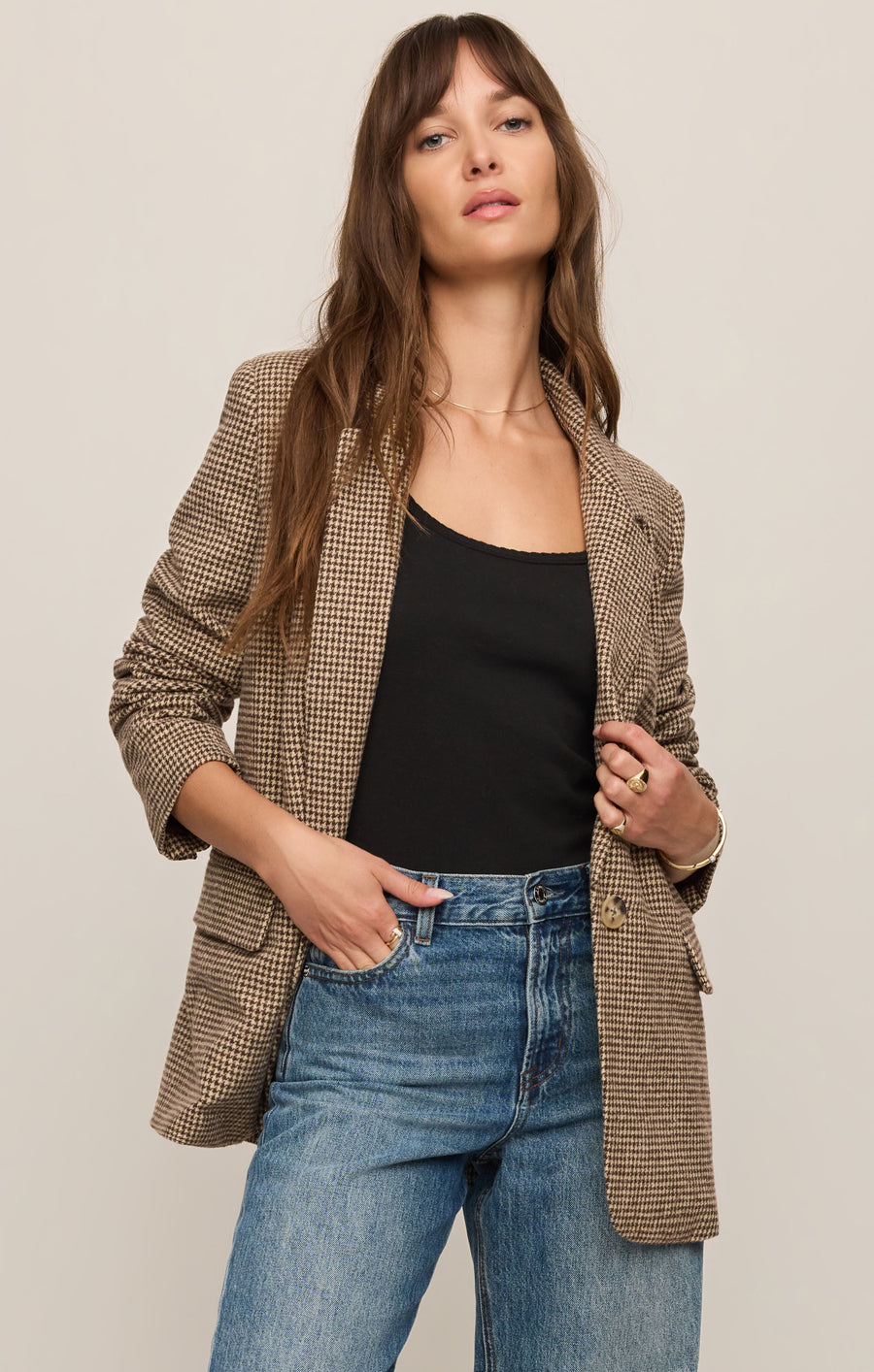 Savelo Evan Houndstooth Blazer