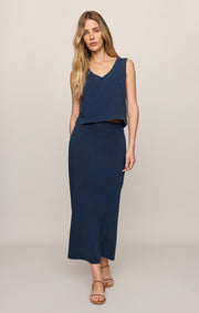 Savelo Gail Jersey Denim Midi Skirt