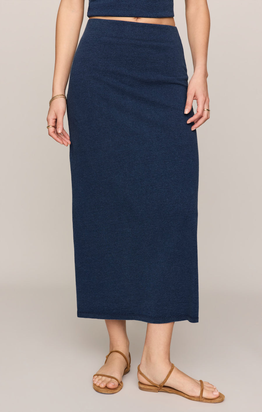 Savelo Gail Jersey Denim Midi Skirt