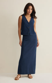 Savelo Gail Jersey Denim Midi Skirt