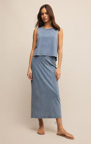 Savelo Gail Jersey Denim Midi Skirt