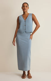Savelo Gail Jersey Denim Midi Skirt