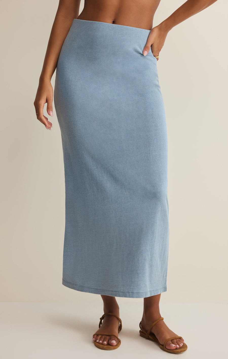 Savelo Gail Jersey Denim Midi Skirt