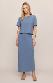 Savelo Gail Jersey Denim Midi Skirt