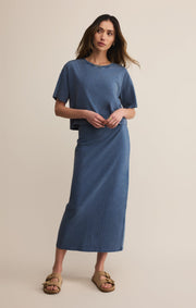 Savelo Gail Jersey Denim Midi Skirt