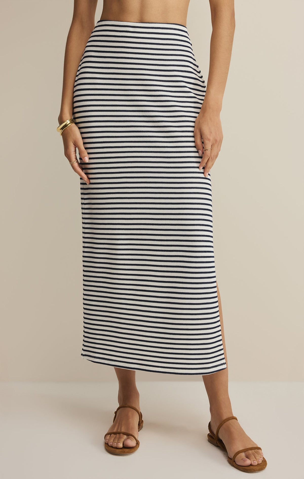 Savelo Ainslie Stripe Midi Skirt