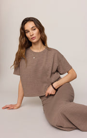 Savelo Delavine Textured Midi Skirt