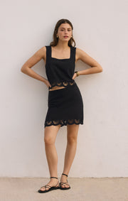 Savelo Charlene Embroidered Linen Mini Skirt