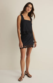 Savelo Charlene Embroidered Linen Mini Skirt