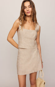 Savelo Ellery Linen Wrap Mini Skirt