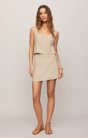 Savelo Ellery Linen Wrap Mini Skirt