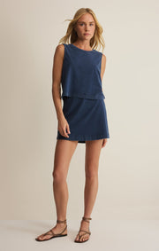 Savelo Gail Jersey Denim Mini Skirt