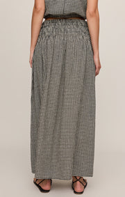 Savelo Brooke Gingham Linen Maxi Skirt