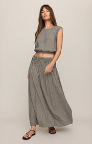 Savelo Brooke Gingham Linen Maxi Skirt