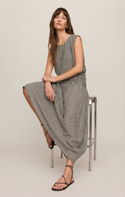 Savelo Brooke Gingham Linen Maxi Skirt