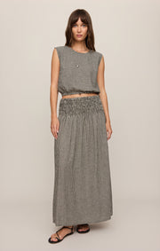 Savelo Brooke Gingham Linen Maxi Skirt