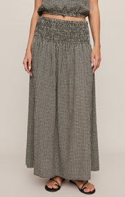 Savelo Brooke Gingham Linen Maxi Skirt