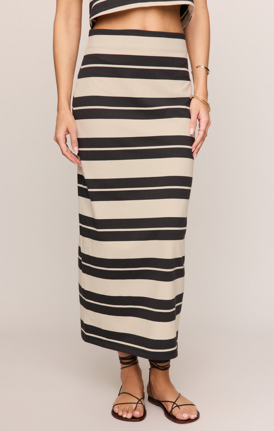 Savelo Gail Striped Midi Skirt