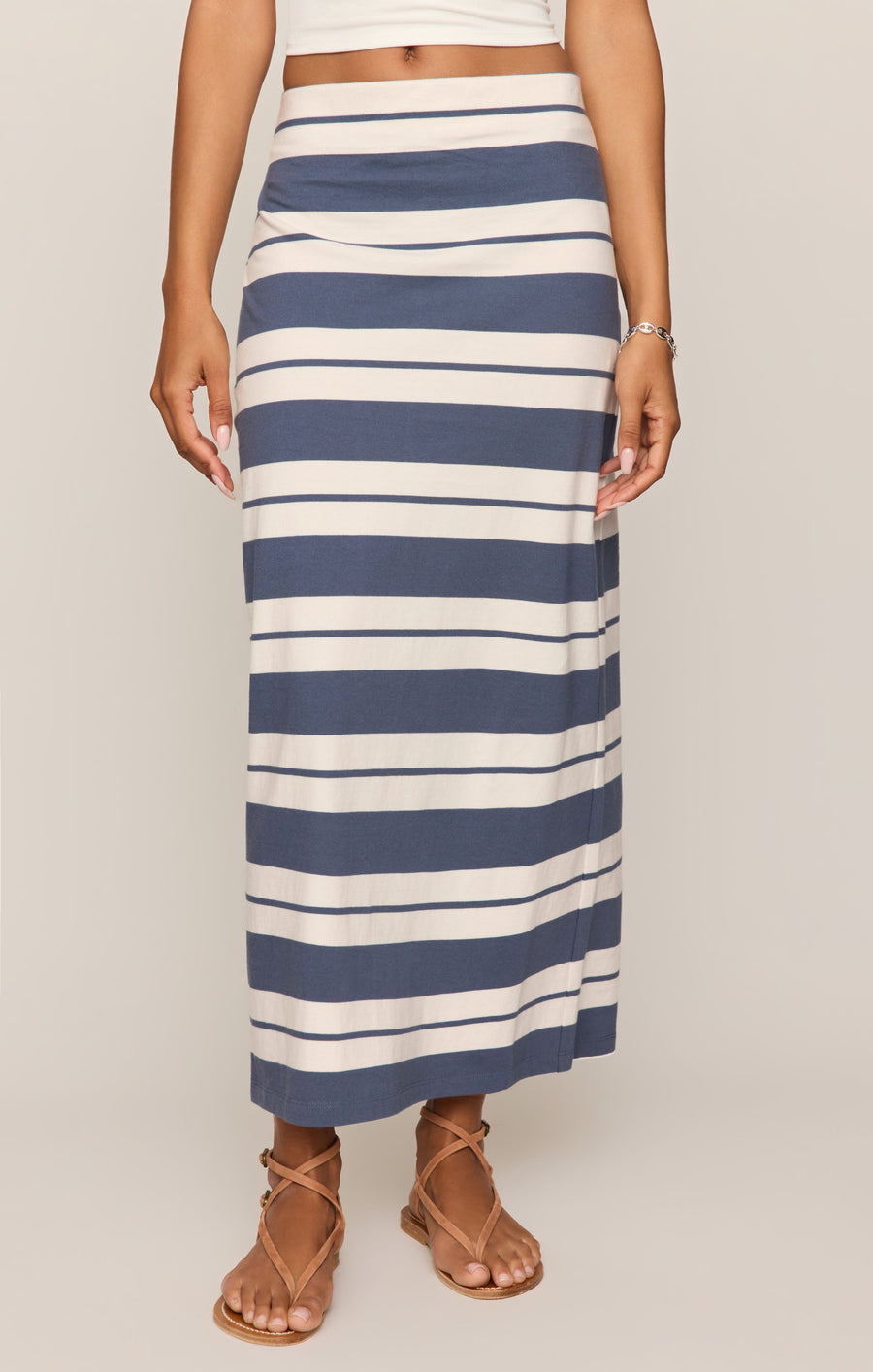 Savelo Gail Striped Midi Skirt