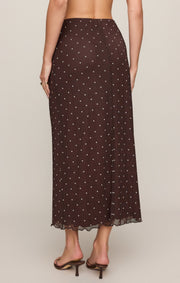 Savelo Eda Polka Dot Mesh Midi Skirt