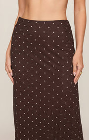 Savelo Eda Polka Dot Mesh Midi Skirt