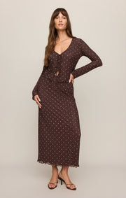 Savelo Eda Polka Dot Mesh Midi Skirt