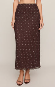 Savelo Eda Polka Dot Mesh Midi Skirt