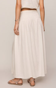 Savelo Brooke Smocked Linen Maxi Skirt