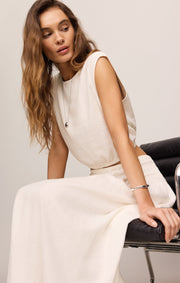 Savelo Brooke Smocked Linen Maxi Skirt