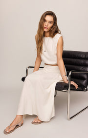 Savelo Brooke Smocked Linen Maxi Skirt