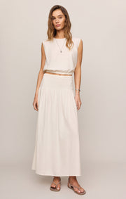 Savelo Brooke Smocked Linen Maxi Skirt