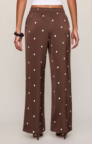 Savelo Lara Satin Dot Wide Leg Pant