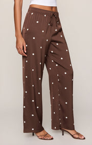 Savelo Lara Satin Dot Wide Leg Pant