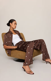 Savelo Lara Satin Dot Wide Leg Pant