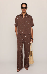Savelo Lara Satin Dot Wide Leg Pant